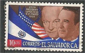 EL SALVADOR, 1959, used 10c,Presidents Eisenhower Scott 705