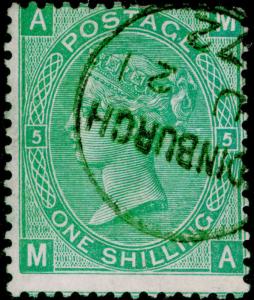 SG117, 1s green PLATE 5, VERY FINE USED, CDS. Cat £40. MA