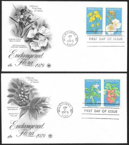 UNITED STATES FDCs (2) 15¢ Endangered Flora PAIRS 1979 Postal Society