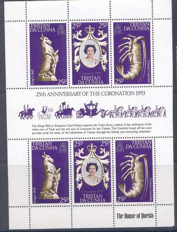 Tristan Da Cunha 238 MNH Queen Elizabeth Coronation 25th, Crawfish, Bull