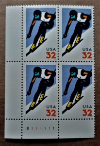 United States #3180 32c Alpine Skiing MNH block of 4 plate #B111111 (1998)