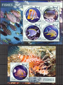 Sierra Leone 2016 Marine Life Fishes (1) Sheet + S/S MNH