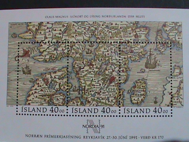 ​ICELAND-1990-SC#715 NODIA'91- STAMP SHOW- WORLD STAMP DAY MNH S/S-VERY FINE