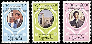 Uganda 342-344, MNH, 21st Birthday of Princess Diana