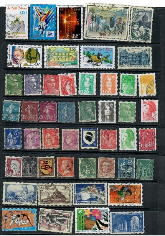 FRANCE MIX x48, ALL DIFFERENT,USED, LOT AC  (NOTE REDUCED POSTAGE FEES) 