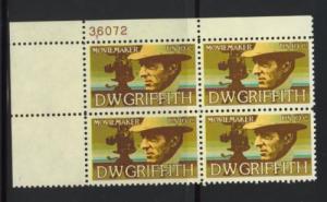 US Stamp #1555 MNH - D.W. Griffith - Plate Block of 4