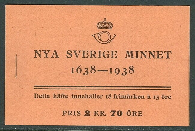 SWEDEN (H35) Scott 274b, 15ore New Sweden booklet, VF,