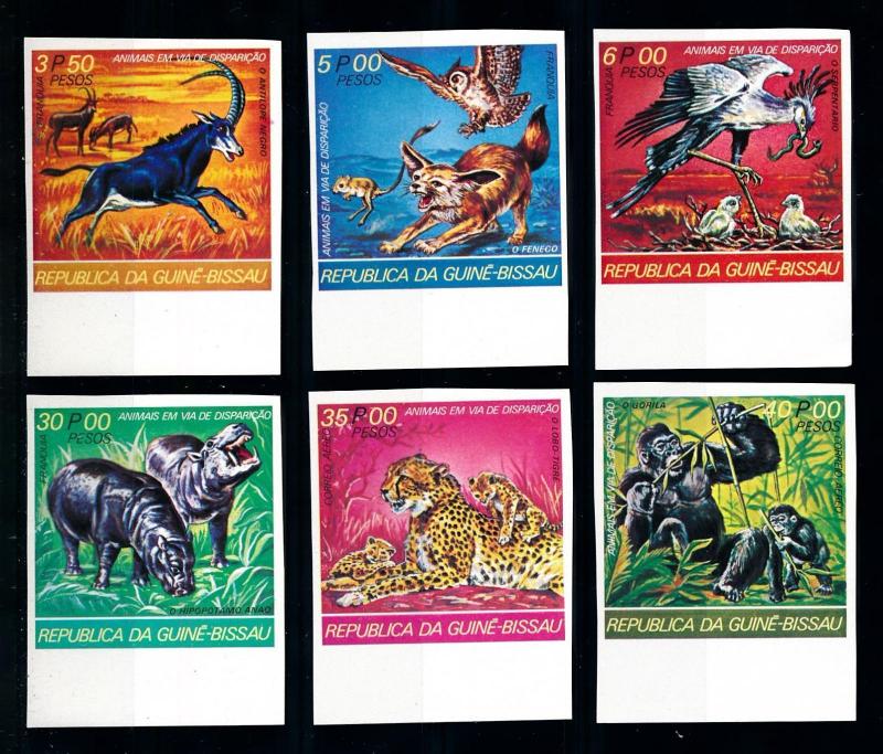 [75676] Guinea-Bissau 1978 Wild Life Birds Hippopotamus Tiger Imperf. Set MNH