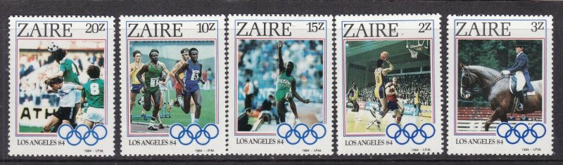 ZAIRE ^^^^^^# 1154-1158  MNH set ( 1984 L.A .OLYMPICS )  $$@ lar 232za