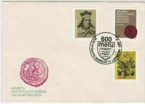 Lithuania 1993 Vytautas Didysis Shield Slogan Cancel Stamps FDC Cover Ref 29607