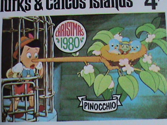 ​DISNEY-TURKS & CAICOS ISLAND STAMP-1980   DISNEY CHRISTMAS-PINOCCHIO