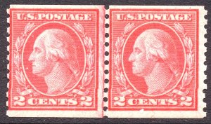 [ab]   US #393 MNH OG 2c Coil Line Pair Perf 8.5 Vertically...Free Shipping!