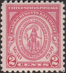 # 682 Mint Hinged Carmine Rose Massachusetts Bay Colony