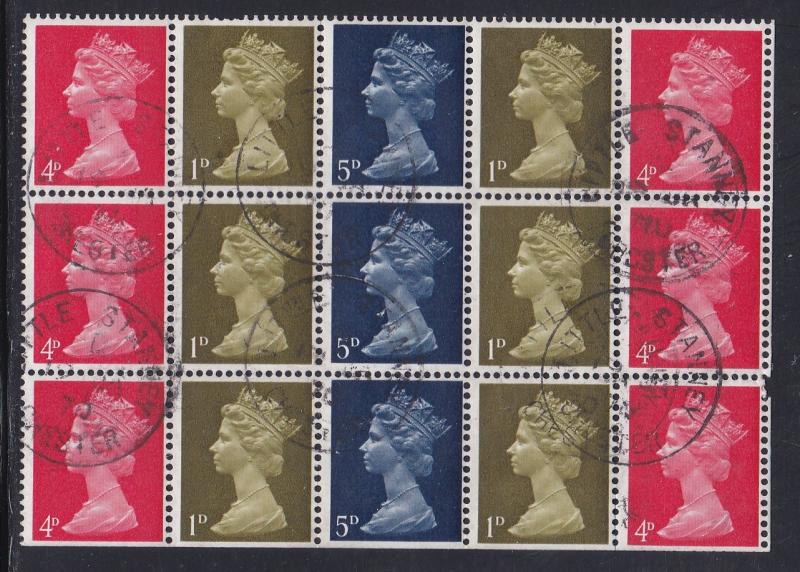 Great Britain # MH8b, Booklet Pane of Fifteen, Used