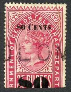 Ceylon Telegraph SGT119 80c on 25r Carmine only 1000 printed Cat 50 pounds