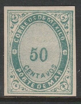 MEXICO JX30, 50¢ PORTE DE MAR, UNUSED, HR. F-VF.