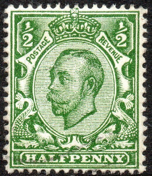 1912 Sg 338 N4/3 ½d deep green (T2, Crown, Die B) with Machine Cancellation