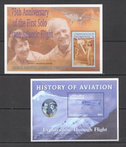 A0266 DOMINICA TRANSPORT AIRCRAFTS HISTORY OF AVIATION GREAT AVIATORS 2BL MNH