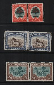 South Africa 1949/50 SG119 SG120 & SG121  mounted mint pairs