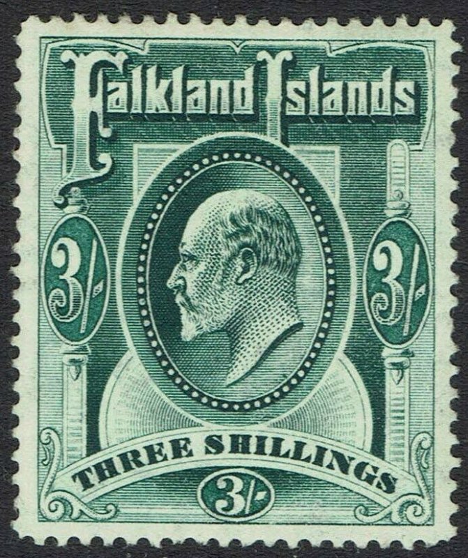 FALKLAND ISLANDS 1904 KEVII 3/-