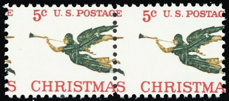 1276, Mint NH Misperforated Error Pair 5¢ Christmas -- Stuart Katz