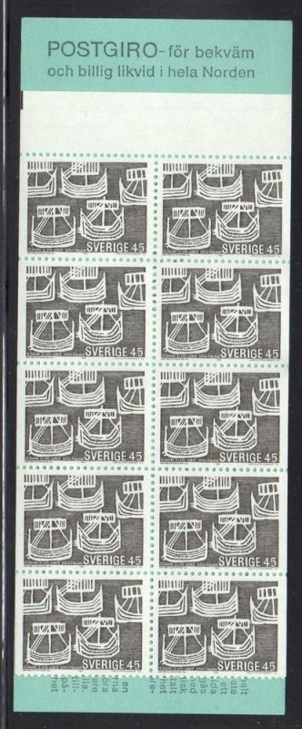 Sweden Sc 810a 1969 Nordic Co-op stamp booklet of 10  mint NH