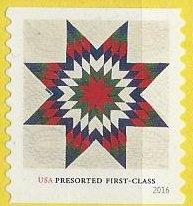 US 5098 (used on piece) (25¢) star quilts (2016)