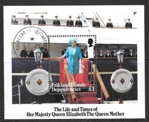 FALKLAND IS.DEP. SGMS133 1985 LIFE AND TIMES OF QUEEN MOTHER USED