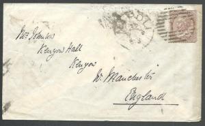 GB 1878 cover ex Italy : MANCHESTER SORTING TENDER cds.....................61789