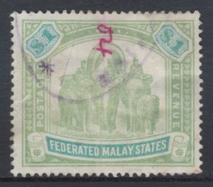 Malaya 1900 Elephants & Howdah $1 Scott # 14 Used