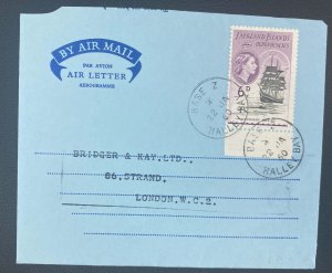 1960 Base Z Halley Bay Falkland Island Air Letter Cover To London England