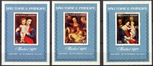 Sao Tome and Principe 1977 Art Paintings Christmas P.P. Rubens 3 S/S MNH