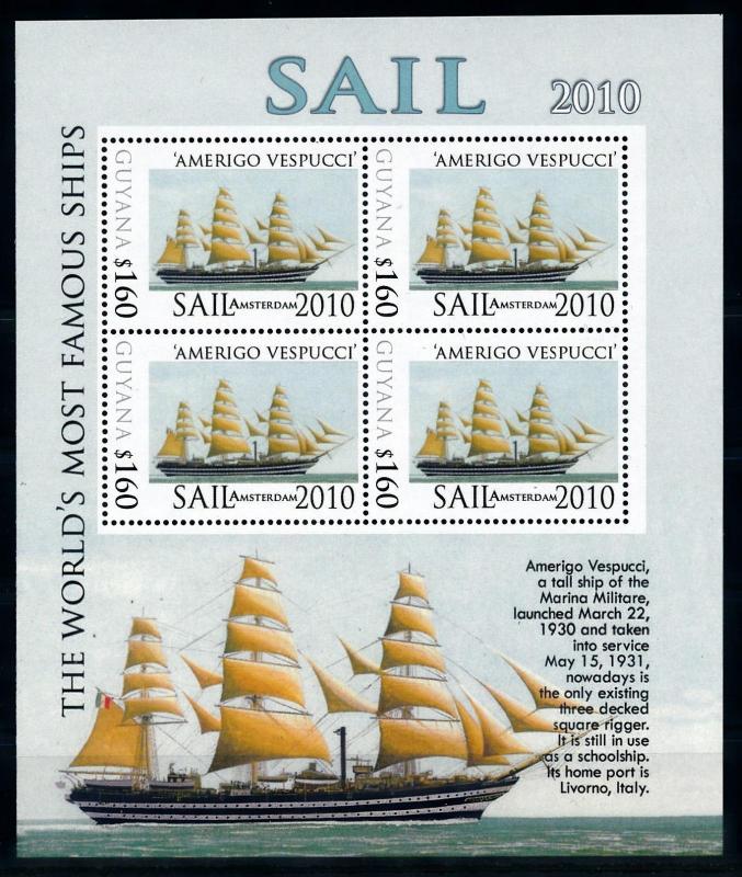 [78748] Guyana 2010 Sail Famous Ships Amerigo Vespucci Sheet MNH