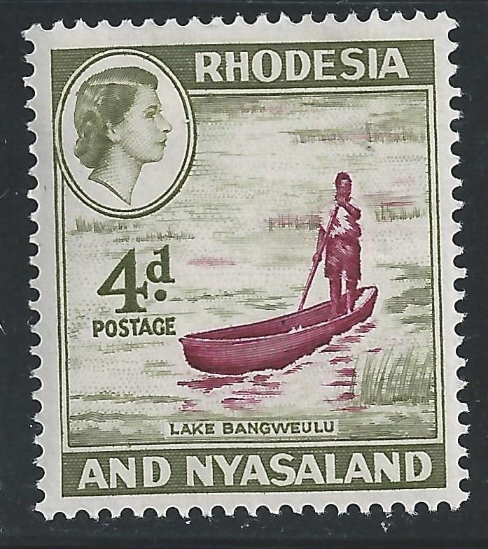 Rhodesia & Nyasaland #163 4p Boat On Lake Bangweula - MHR