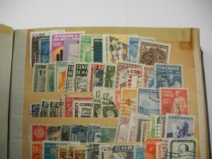 CUBA, old time accumulation of 3000+ Stamps in a battered stock book