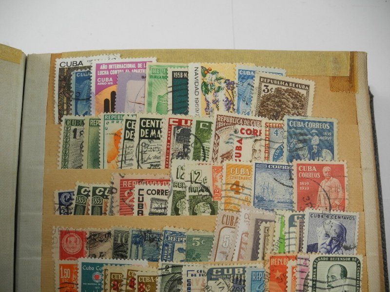 CUBA, old time accumulation of 3000+ Stamps in a battered stock book