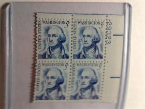 SCOTT # 1283 WASHINGTON 5 CENT PLATE BLOCK MINT NEVER HINGED GEM QUALITY