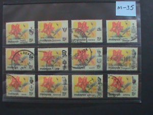 ​MALAYSIA-1979 -MILITARY-SULTAN FLOWERS USED 12 STAMPS-#M35 -VERY FINE