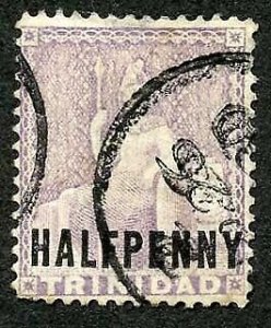 Trinidad SG98 1/2d Lilac wmk Crown CC fine used Cat 13 pounds