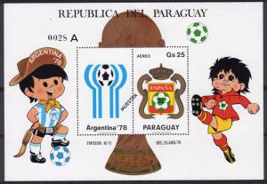 Paraguay 1979 Sc#C473 World Cup Argentina '78/Spain '82 S/S A SPECIMEN MNH