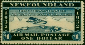 Newfoundland 1932 $1 Dark Blue Wayzata Air Mail V.F MNH (2)