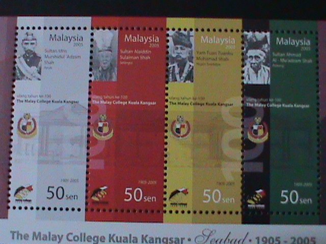 ​MALAYSIA-2005-SC#1053-CENTENARY OF MALAY COLLEGE-KUALA-KANGSAR  -MNH -S/S-VF
