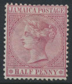 Jamaica SG 7 MH partial gum SC# 13 claret  wmk CC  see details