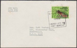 PAPUA NEW GUINEA 1969 cover BRISBANE / POSTED LATE FEE PORT MORESBY.........M657