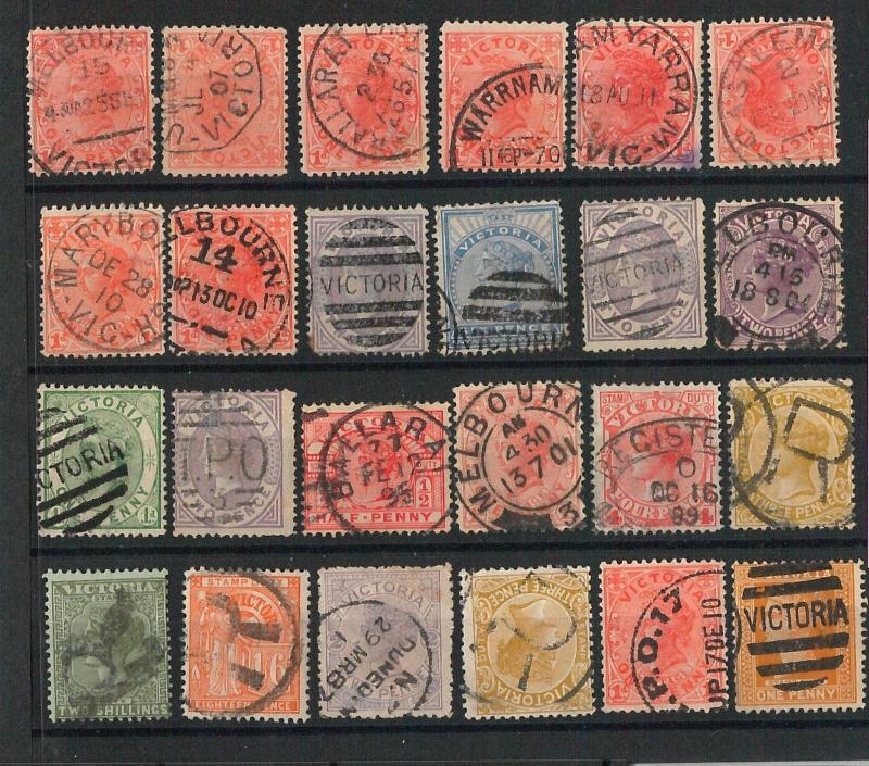 60747 - AUSTRALIA Victoria - STAMPS: LOT OF used STAMPS  nice POSTMARKS  Revenue
