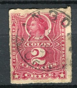 CHILE; 1877-78 classic Columbus rouletted issue used shade of 2c. value