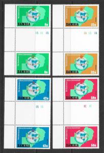 ZAMBIA Sc#212-215 Complete Gutter Pair Set Mint Never Hinged
