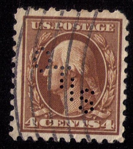 US Scott #465 USED 4c Orange Brown PERFIN OTIS VF