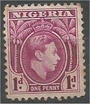 NIGERIA, 1944, used 1p, George VI, Scott 65