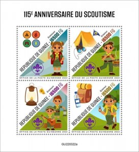 Guinea - 2022 Boy and Girl Scouts 115th Anniversary - 4 Stamp Sheet - GU220322a